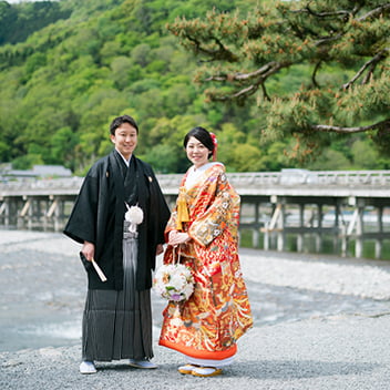 京都前撮り(嵐山の渡月橋)
