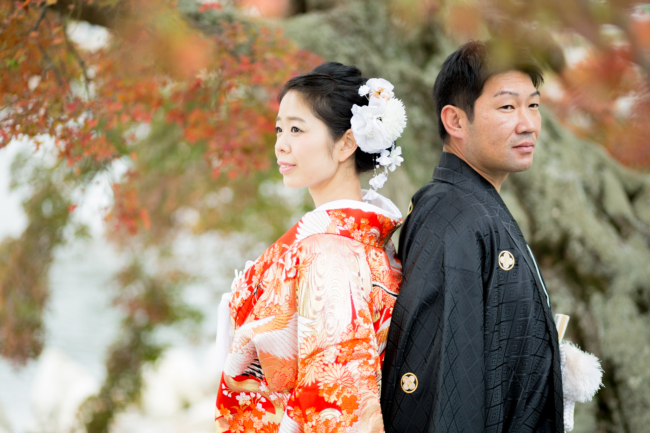 新郎新婦さまと紅葉