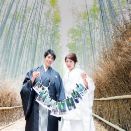 嵯峨野の竹林の有名スポットで京都和装前撮り♪