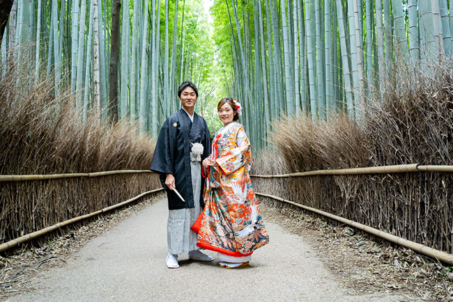 嵯峨野の竹林はいつも和装が映える前撮りスポット！