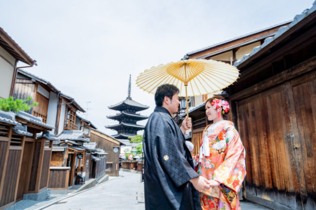 八坂の塔を背景に!