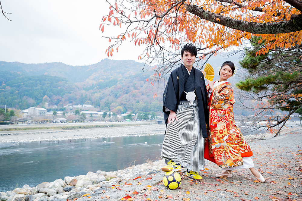サッカーボールとトウシューズで和装前撮り