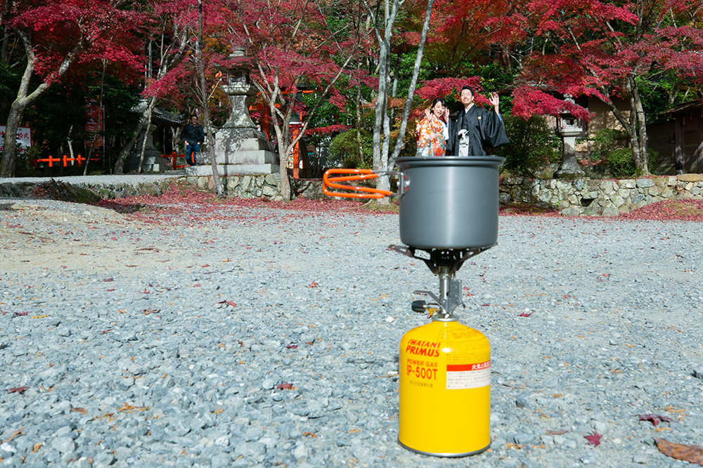 アウトドアグッズを使った和装前撮り