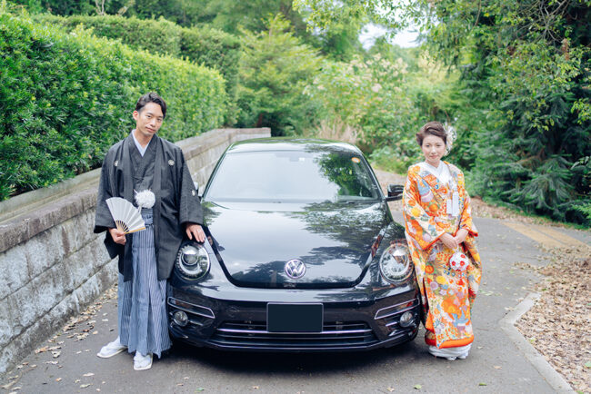 愛車と一緒に和装前撮り