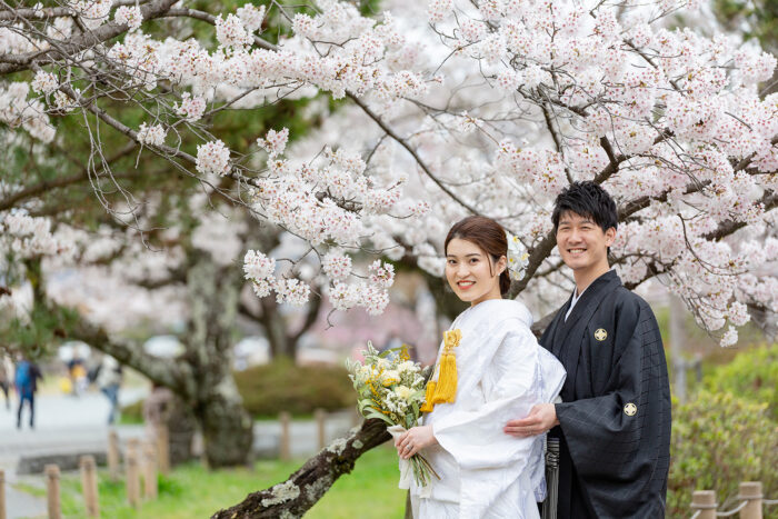 春の嵐山で和装前撮り