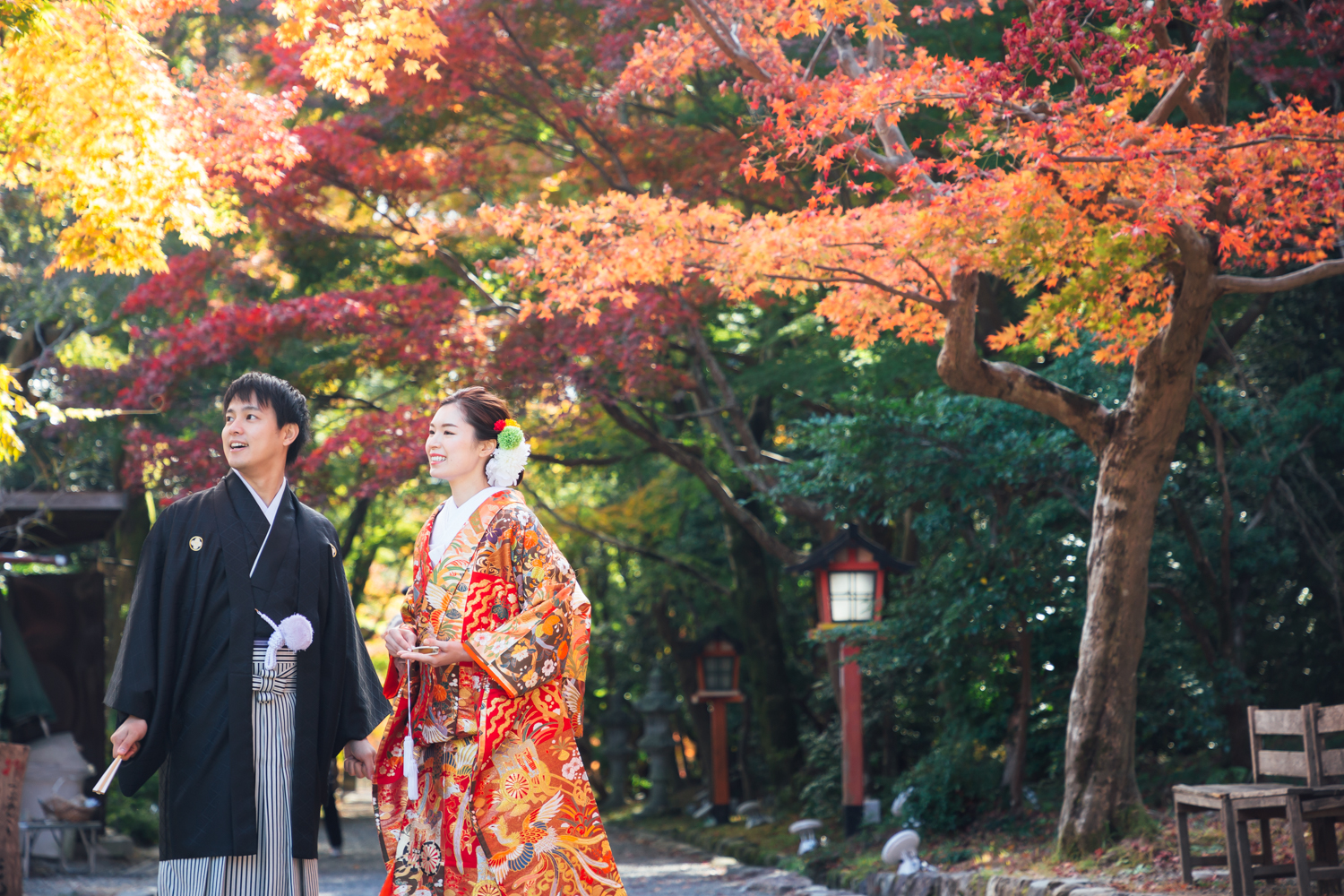 秋の大原野神社で和装前撮り